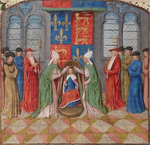 Sacre de Henri VI dans la cathédrale Notre-Dame de Paris / miniature du Maître de la Chronique d'Angleterre, tirée du manuscrit de Jean de Wavrin Sacre de Henri VI dans la cathédrale Notre-Dame de Paris / miniature du Maître de la Chronique d'Angleterre, tirée du manuscrit de Jean de Wavrin